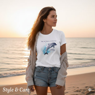Camiseta Ilustração Moderna de Golfinho para Mulheres Moder
