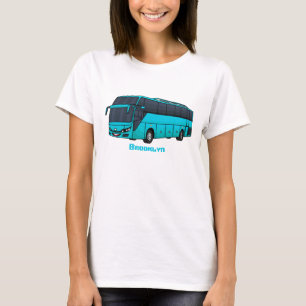 Camiseta Ilustração moderna do desenho animado do ônibus