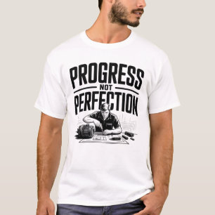 Camiseta Ilustração Motivacional de Progresso Não Perfeição
