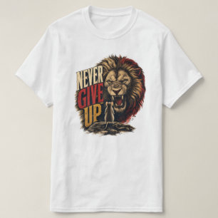 Camiseta Ilustração Motivacional do Rato Vs Leão Nunca Desi