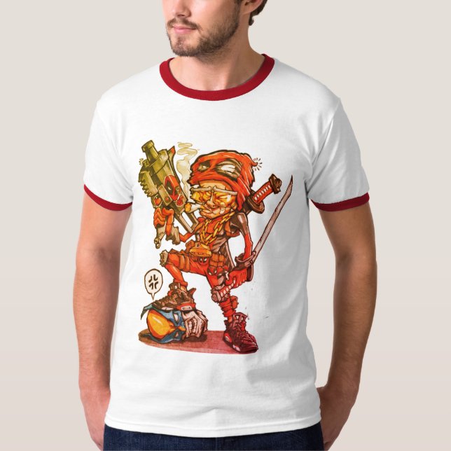 Camiseta Ilustração Ninja de Cartoon (Frente)