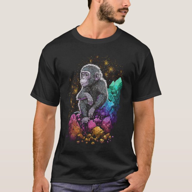 Camiseta Ilustração Óptica de Cristais Appe Macacos Esoéric (Frente)