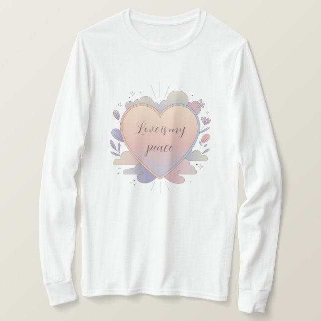 Camiseta Ilustração Pastel do Coração (Frente do Design)