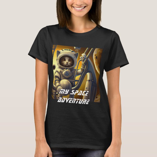 Camiseta Ilustração personalizada de astronauta de gatos -  (Frente)