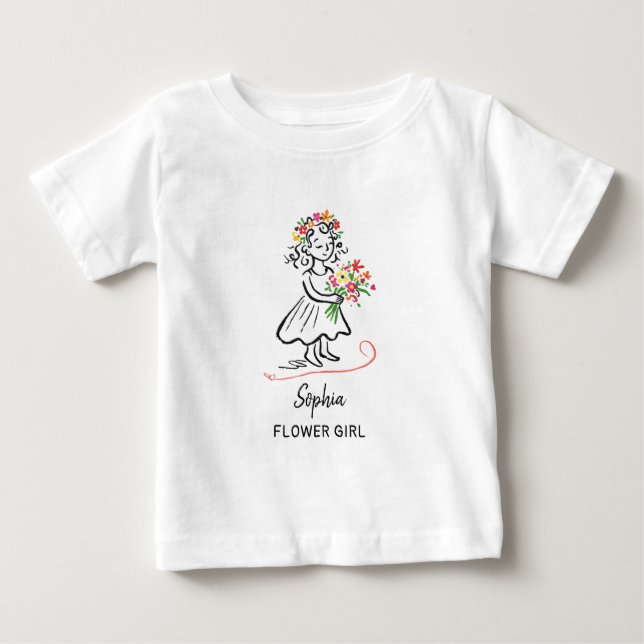 Camiseta Ilustração Personalizada de Menina de Flores Desen (Frente)