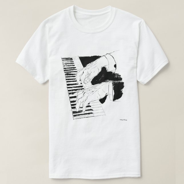 Camiseta Ilustração Piano Jazz Vintage (Frente do Design)