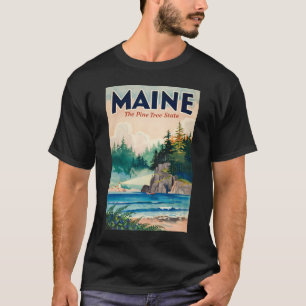 Camiseta Ilustração Pintura da Casa de Luz do Maine Viagem