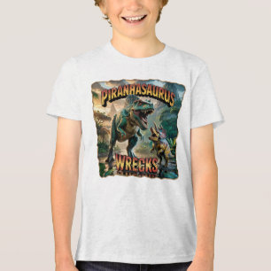Camiseta Ilustração Piranhasaurus Wrecks – Engraçado Assust