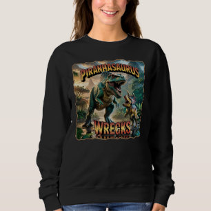 Camiseta Ilustração Piranhasaurus Wrecks – Piada Assustador