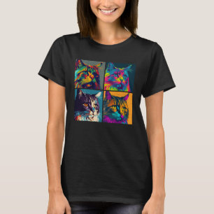 Camiseta Ilustração Pop de Gato Maine Coon Animal Colorido