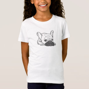 Camiseta Ilustração preta de Frenchie do creme da máscar