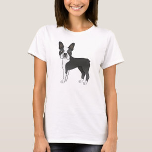 Camiseta Ilustração Preta E Branca De Cão Terrier De Bos