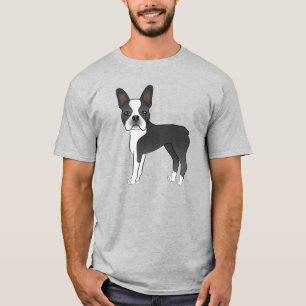 Camiseta Ilustração Preta E Branca De Cão Terrier De Boston