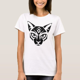 Camiseta Ilustração Preta e Branca de Gato Siamês Elegante