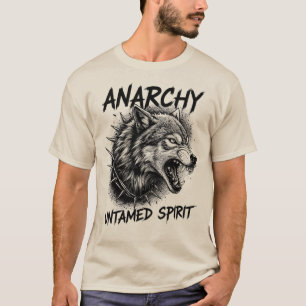 Camiseta Ilustração Punk Espírito Indomável Lobo Anarquia