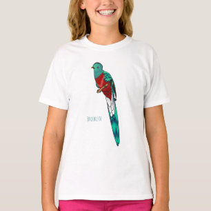 Camiseta Ilustração quetzal de desenho animado de ave respo