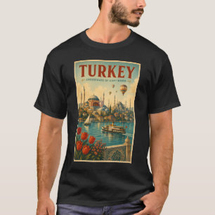 Camiseta Ilustração Retro da Mesquita Azul Hagia Sophia da