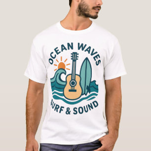 Camiseta Ilustração Retro de Guitarra de Surf