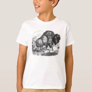 Camiseta Ilustração retro do animal do bisonte do búfalo do