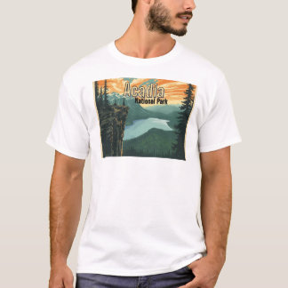 Camiseta Ilustração Retro do Parque Nacional Acadia