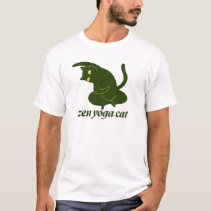 Camiseta Ilustração Retro Yoga Gato Calmo Zen