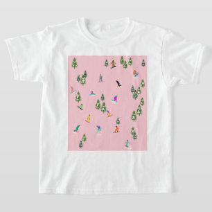 Camiseta Ilustração rosa de Snowboarders