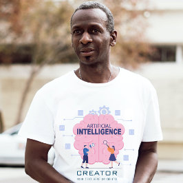 Camiseta Ilustração rosa do cérebro Inteligência Artificial