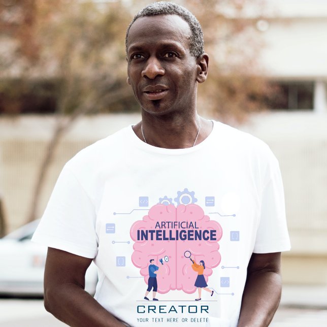 Camiseta Ilustração rosa do cérebro Inteligência Artificial (Criador carregado)