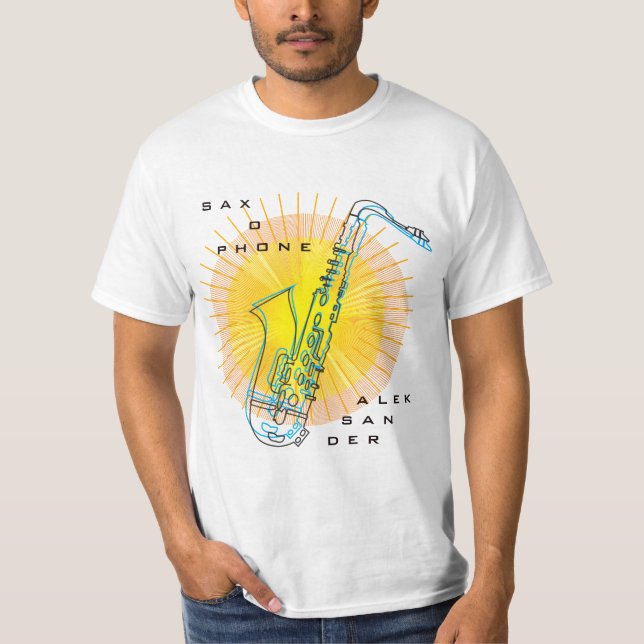 Camiseta Ilustração Saxofônica Legal Arte Moderna Saxofonis (Frente)