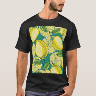 Camiseta Ilustração sem costura da Fruta de limão