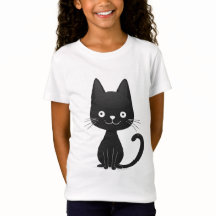 Ilustração Simples de Gato Preto Gato Fofo Kawaii