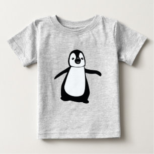 Camiseta Ilustração simples de pinguim preto e branco