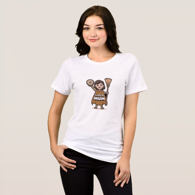 Camiseta Ilustração “Super Mãe” – Presente Perfeito para Ma (Frente Completa)