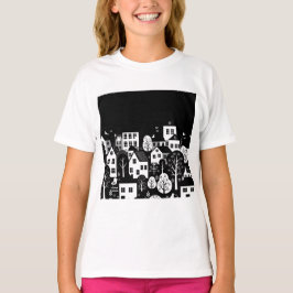 Camiseta Ilustração urbana em preto e branco