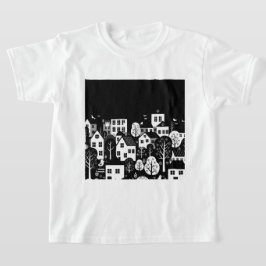 Camiseta Ilustração urbana em preto e branco