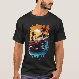 Camiseta Ilustração vetorial de carro papel de parede desig