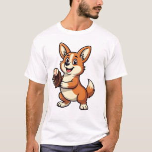 Camiseta Ilustração Vetorial de Cartoon de Cachorro Corgi A