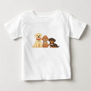 Camiseta Ilustração Vetorial de Família de Cachorro Fofa