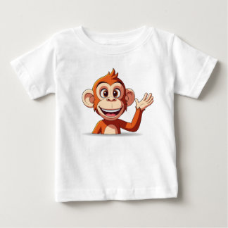 Camiseta Ilustração Vetorial de Macaco Acenando Olá