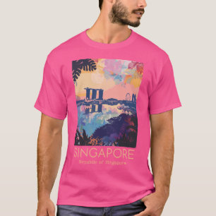 Camiseta Ilustração Viagem De Cingapura - República Do S