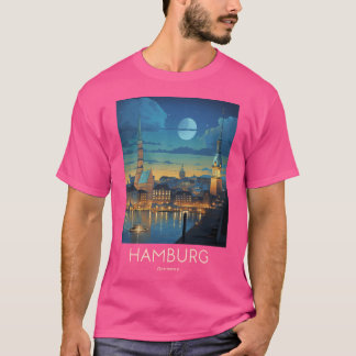 Camiseta Ilustração Viagens vintage De Hamburgo - Alemanha