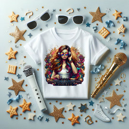 Camiseta Ilustração Vibrante De Rapariga Dj