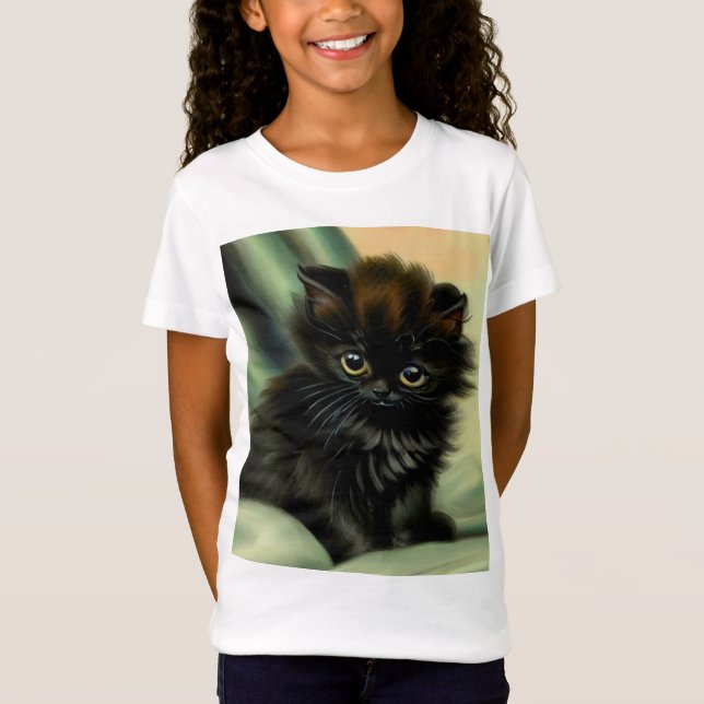 Camiseta Ilustração Vintage Black Kitten (Frente)