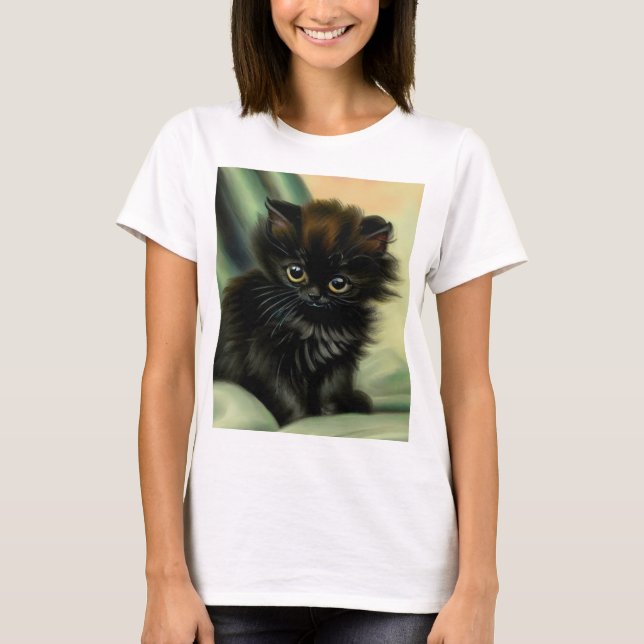 Camiseta Ilustração Vintage Black Kitten (Frente)