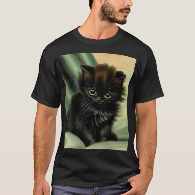 Camiseta Ilustração Vintage Black Kitten (Frente)