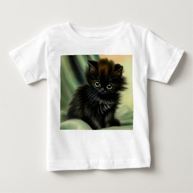 Camiseta Ilustração Vintage Black Kitten (Frente)