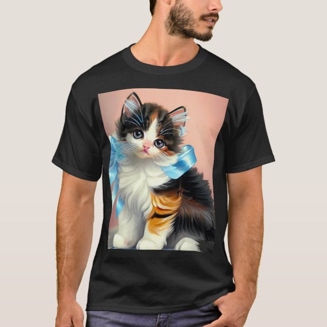 Camiseta Ilustração Vintage Calico Kitten (Frente)
