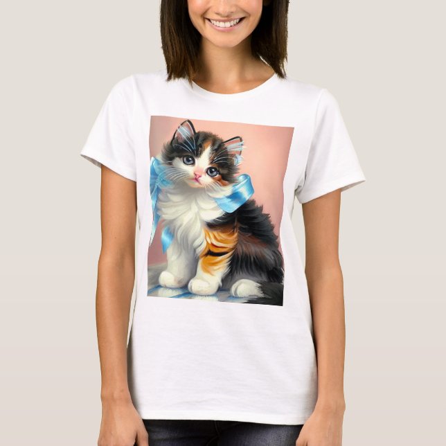 Camiseta Ilustração Vintage Calico Kitten (Frente)