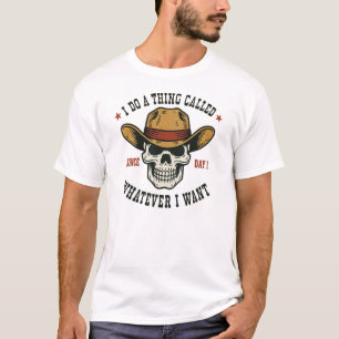 Camiseta Ilustração Vintage de Crânio de Cowboy Western – R