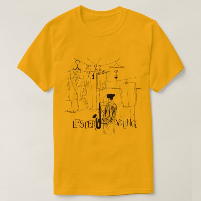 Camiseta Ilustração Vintage de Lester Young Jazz (Frente do Design)